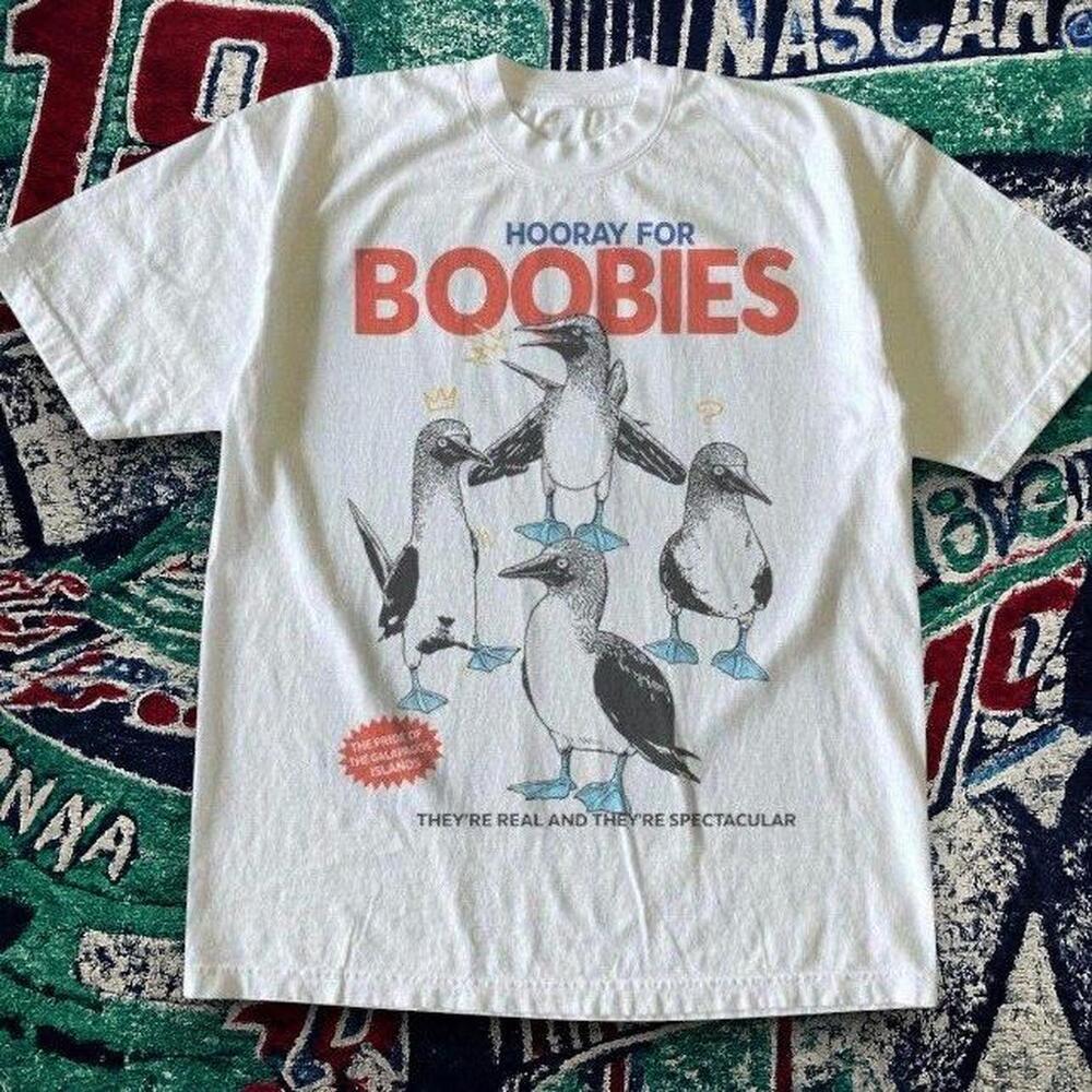 Y2K Funny Booby Birds Graphic Tee White Unisex